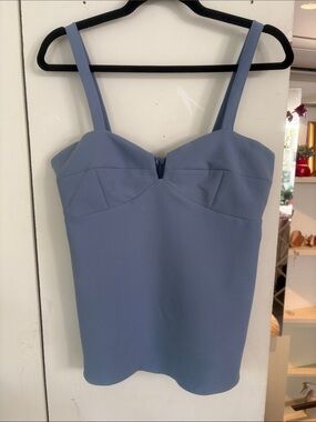 Zara Sleeveless Sweetheart Top in Dusty Blue